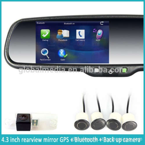 4.3 inch display screen OEM bracket GPS navigator rearview mirror with bluetooth calling